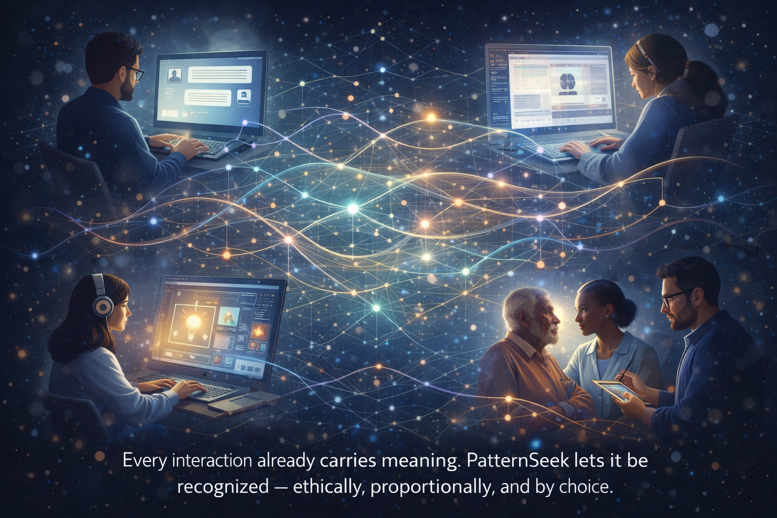Everyday human interactions with AI emitting semantic signals captured into a shared lattice by consent